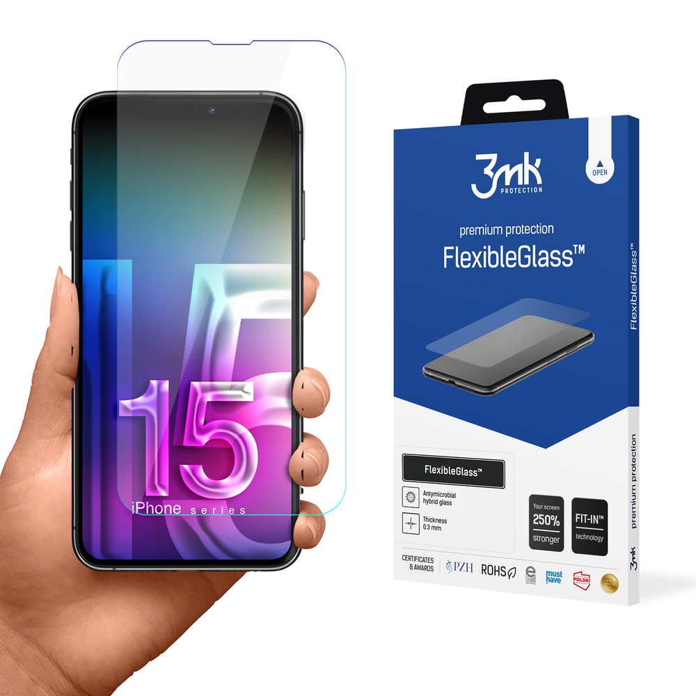 3mk FlexibleGlass hibrīda aizsargstikls Apple iPhone 15 Plus