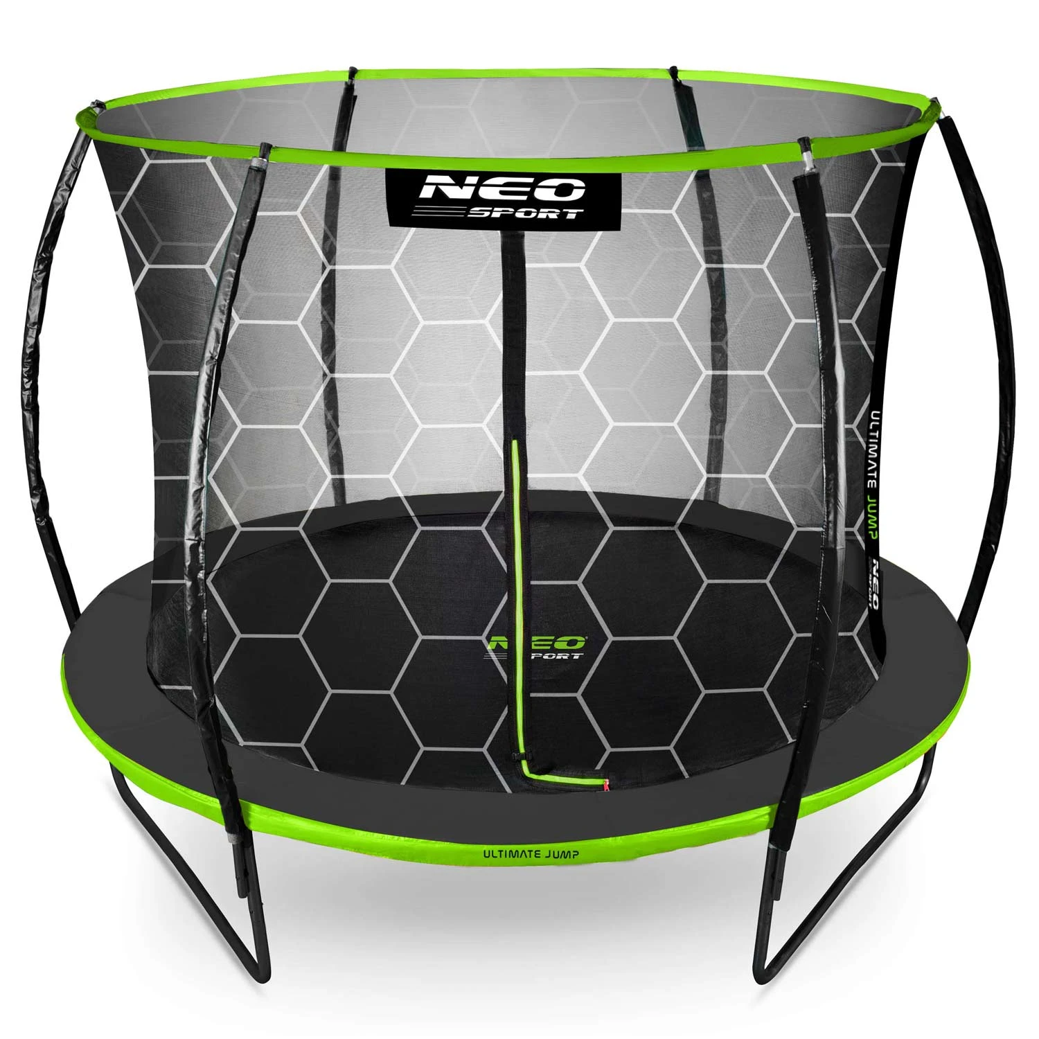Neo-Sport NS-08C221 dārza batuts ar iekšējo tīklu 252 cm (8ft), melns/zaļš