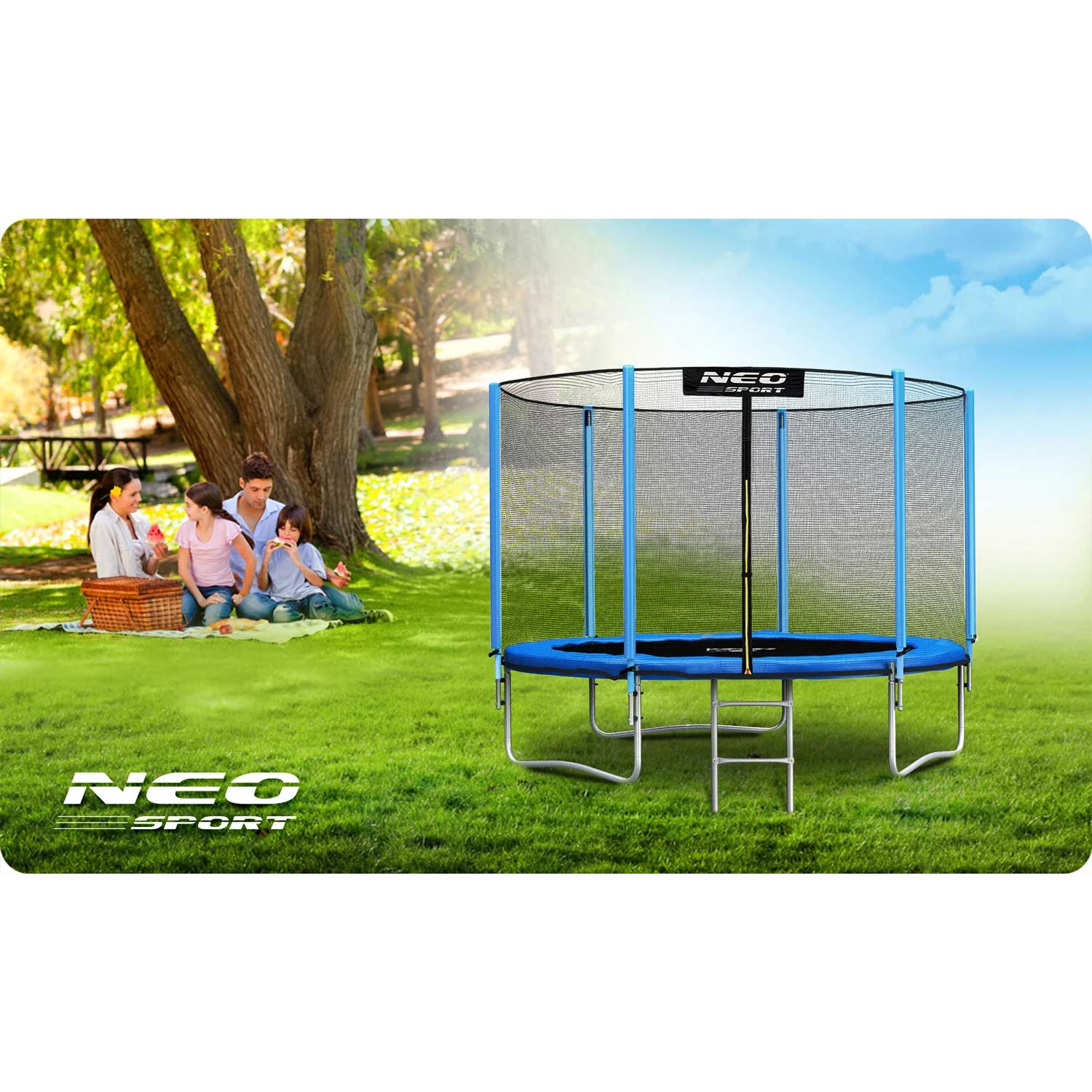 Neo-Sport dārza batuts 183 cm (6ft) ar ārējo tīklu un kāpnēm