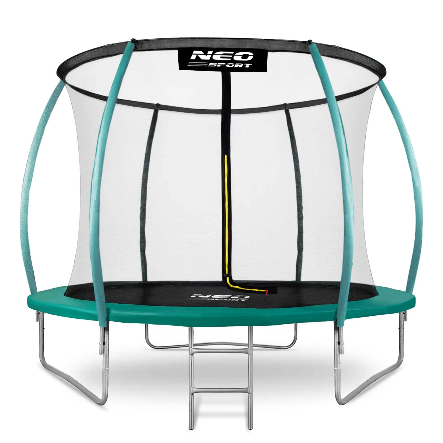 Neo-Sport NS-08C181 dārza batuts 252 cm ar iekšējo tīklu un kāpnēm, zaļš