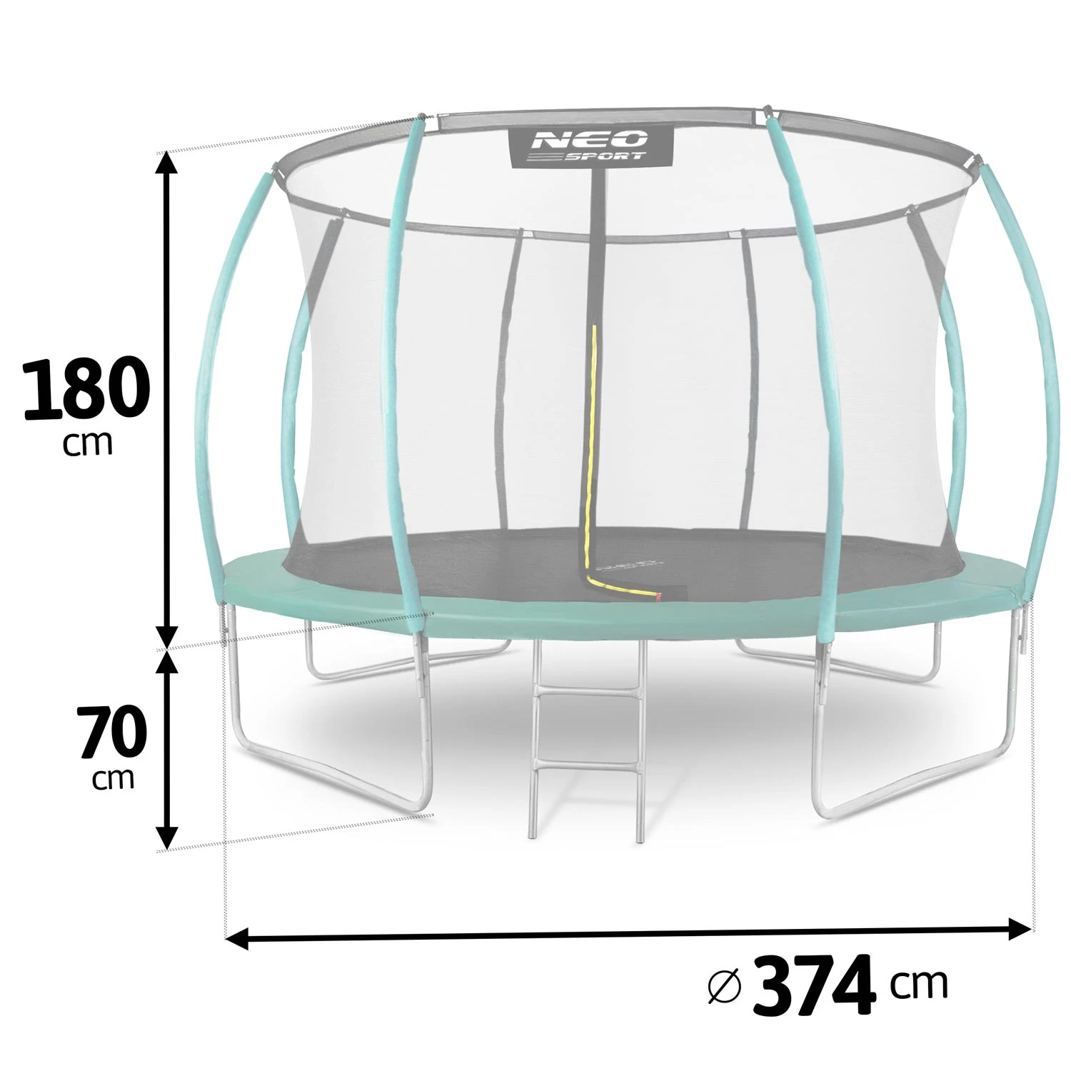 Neo-Sport dārza batuts ar iekšējo tīklu 374 cm (12ft), zaļš