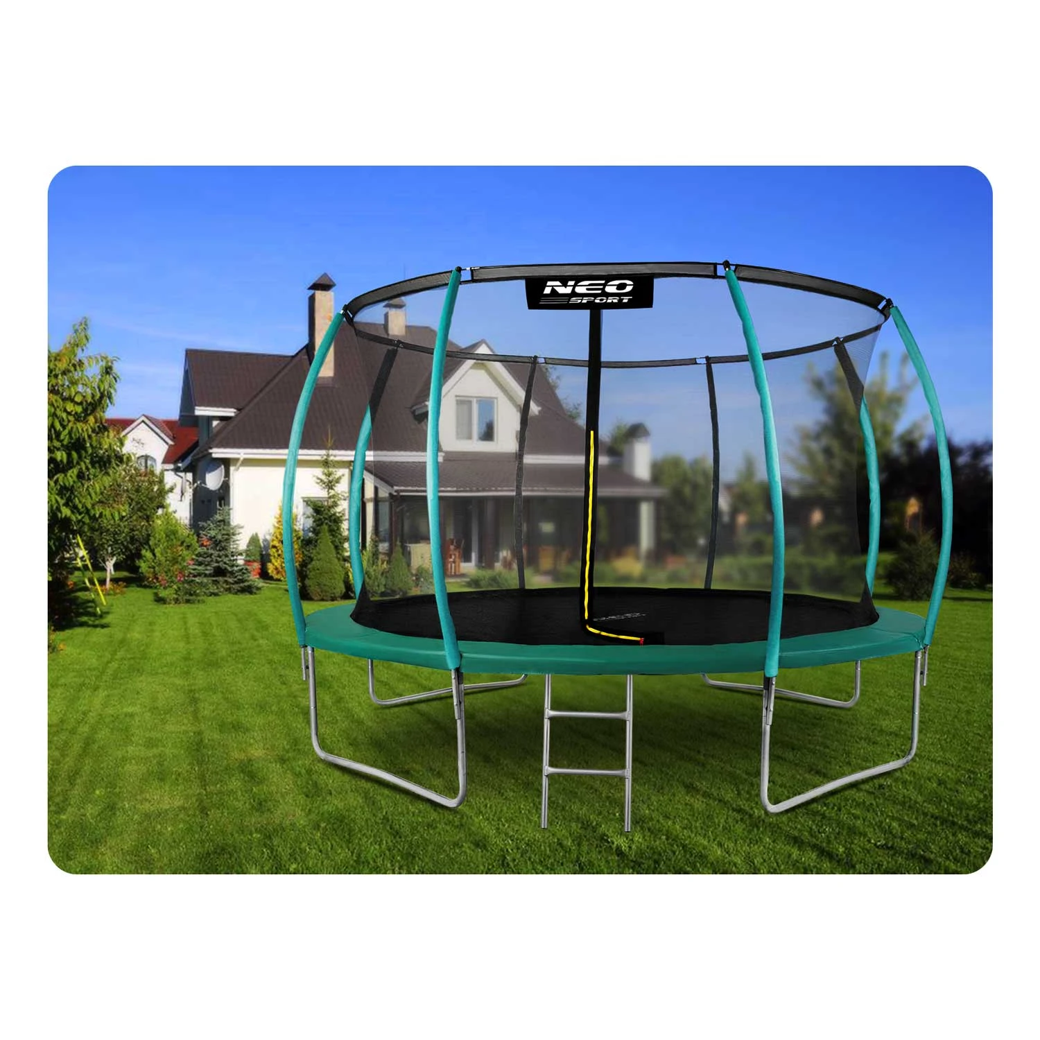 Neo-Sport dārza batuts ar iekšējo tīklu 374 cm (12ft), zaļš