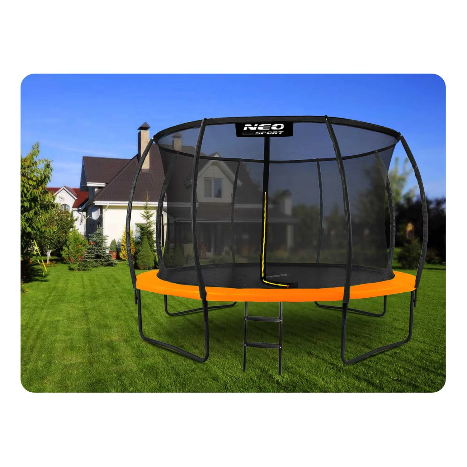 Neo-Sport NS-12C201 dārza batuts ar iekšējo tīklu 374 cm (12ft), oranžs