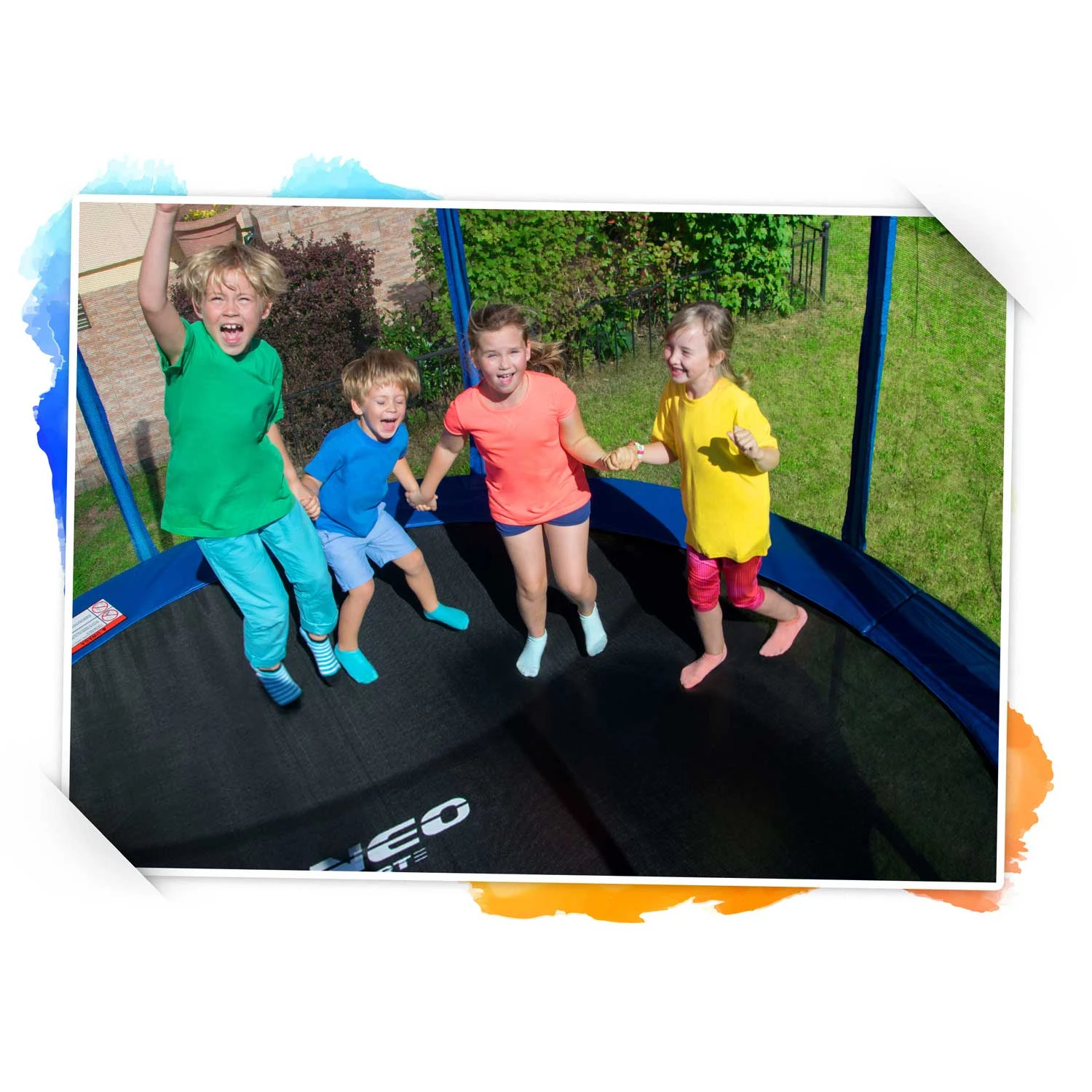 Neo-Sport NS-08C201 dārza batuts ar iekšējo tīklu 252 cm (8ft), oranžs