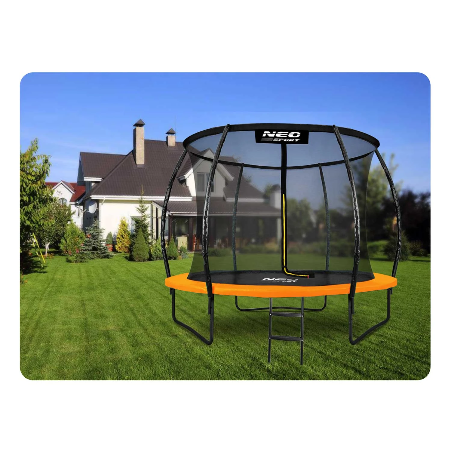 Neo-Sport NS-08C201 dārza batuts ar iekšējo tīklu 252 cm (8ft), oranžs
