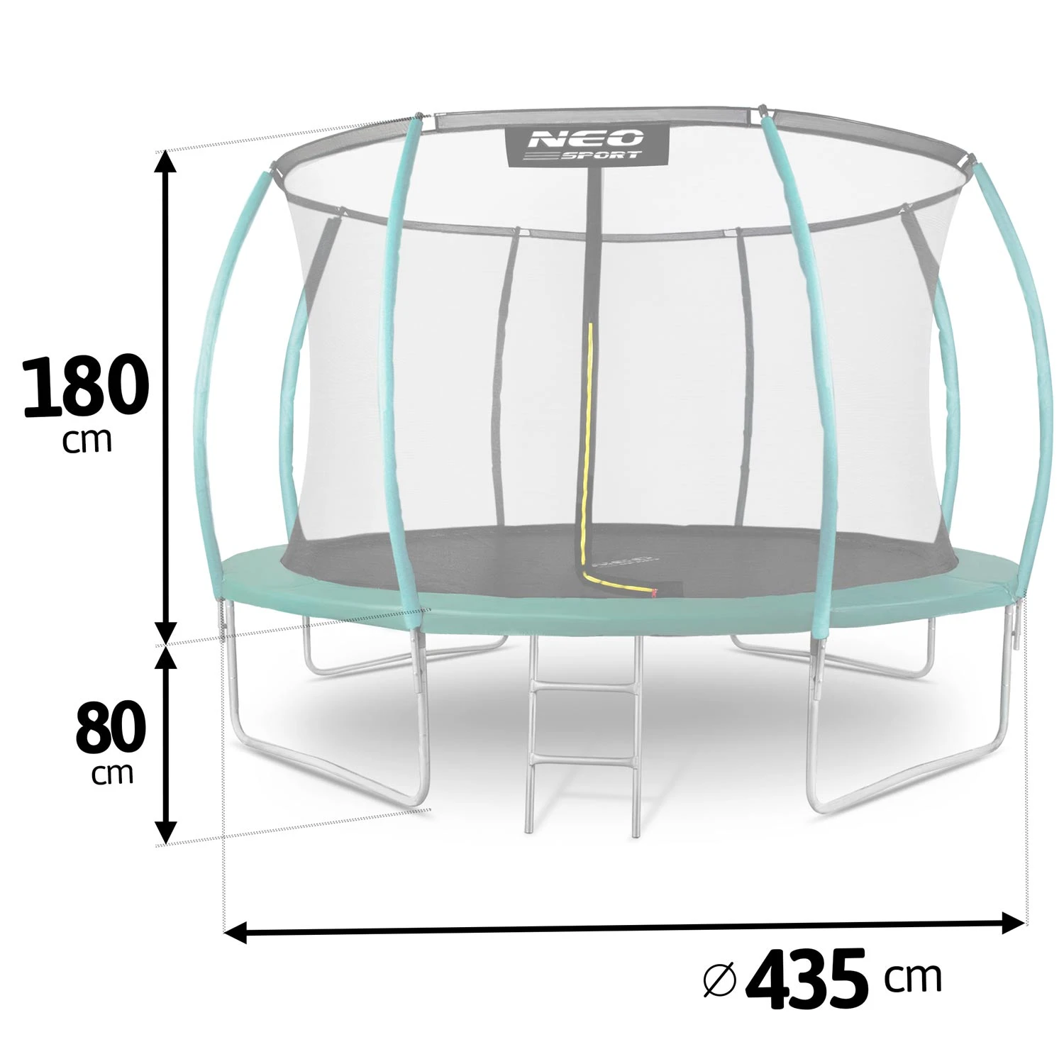 Neo-Sport NS-14C181 dārza batuts 435 cm (14ft) ar iekšējo tīklu, zaļš