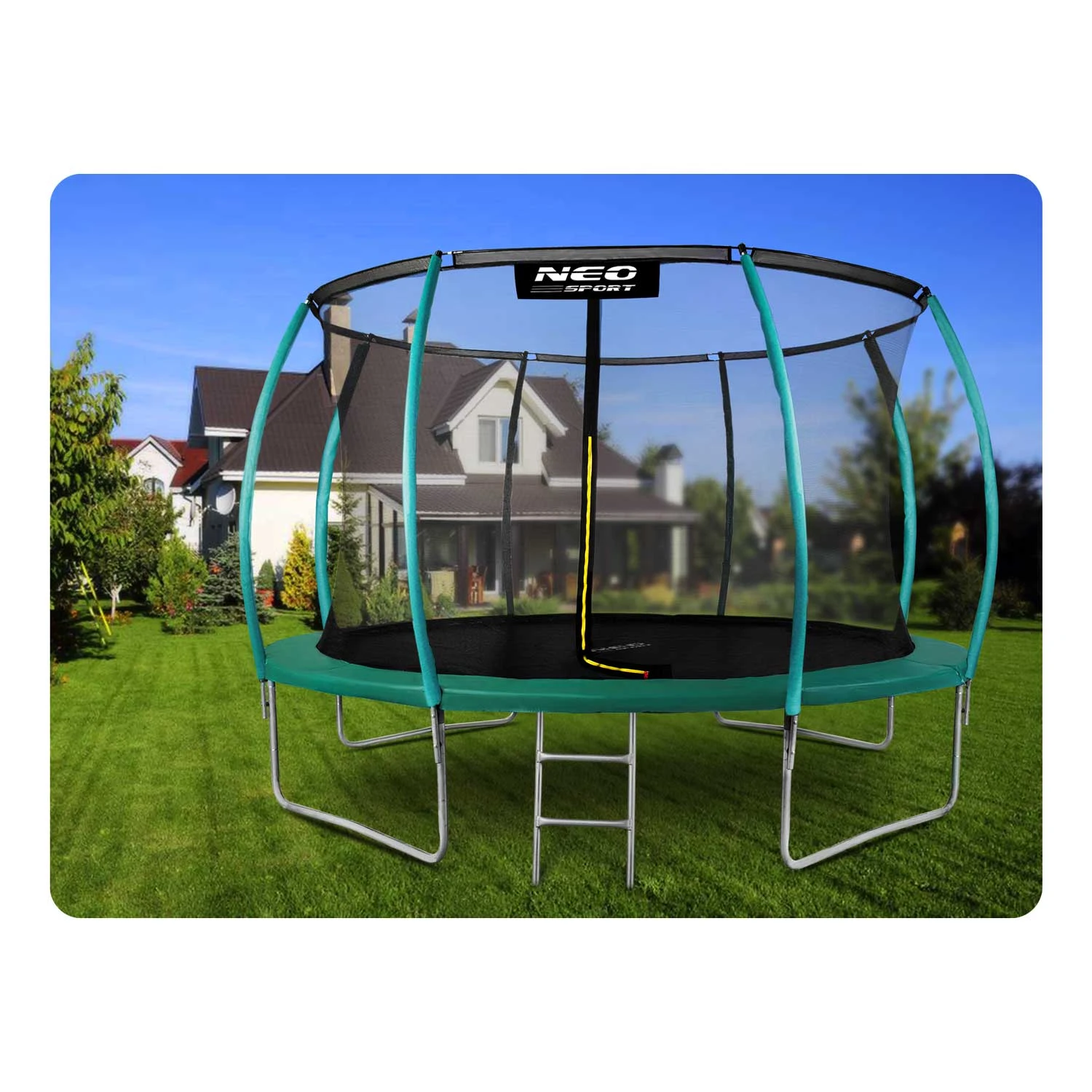 Neo-Sport NS-14C181 dārza batuts 435 cm (14ft) ar iekšējo tīklu, zaļš