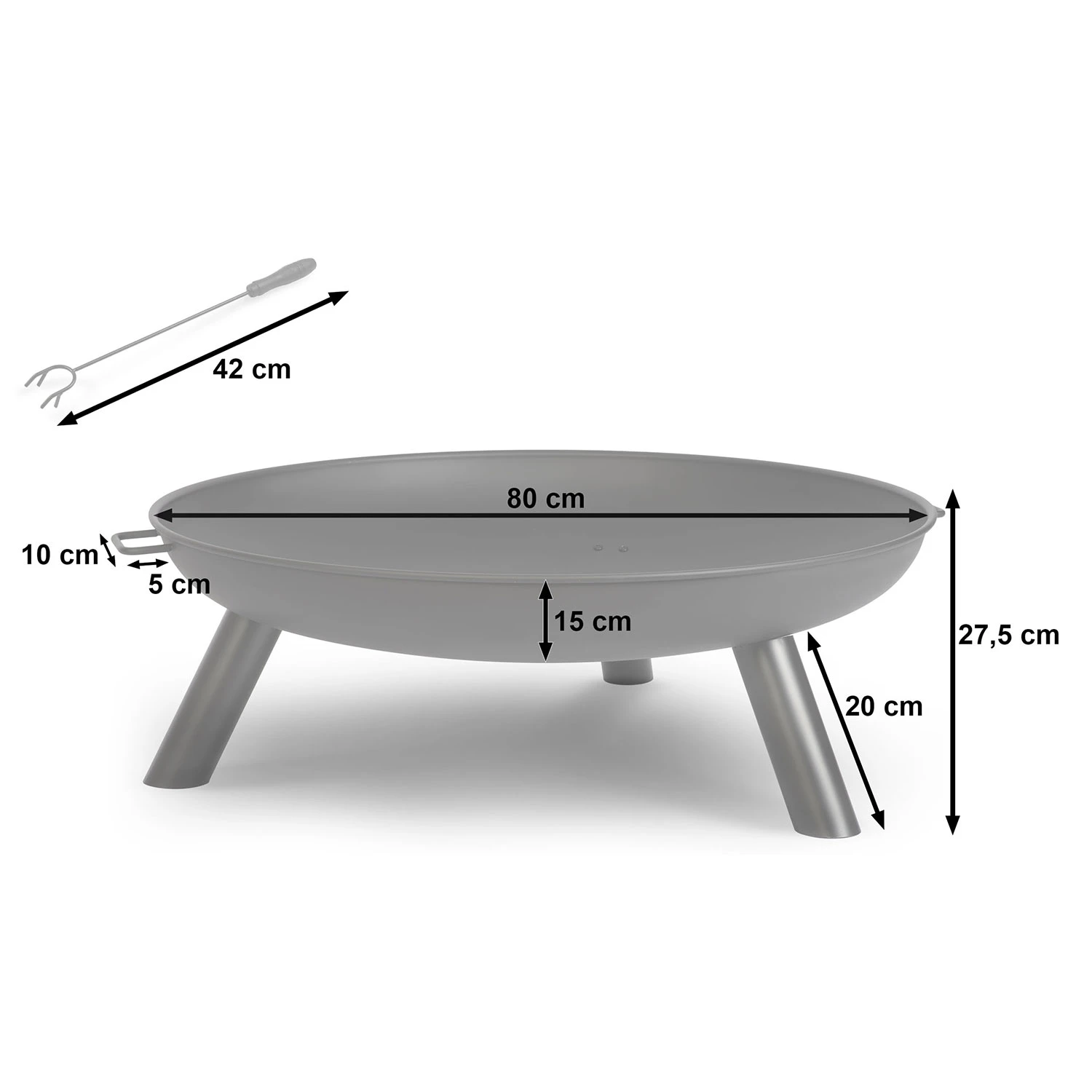 Dārza ugunskura vieta Berdsen BD-882, 80 cm, Melna