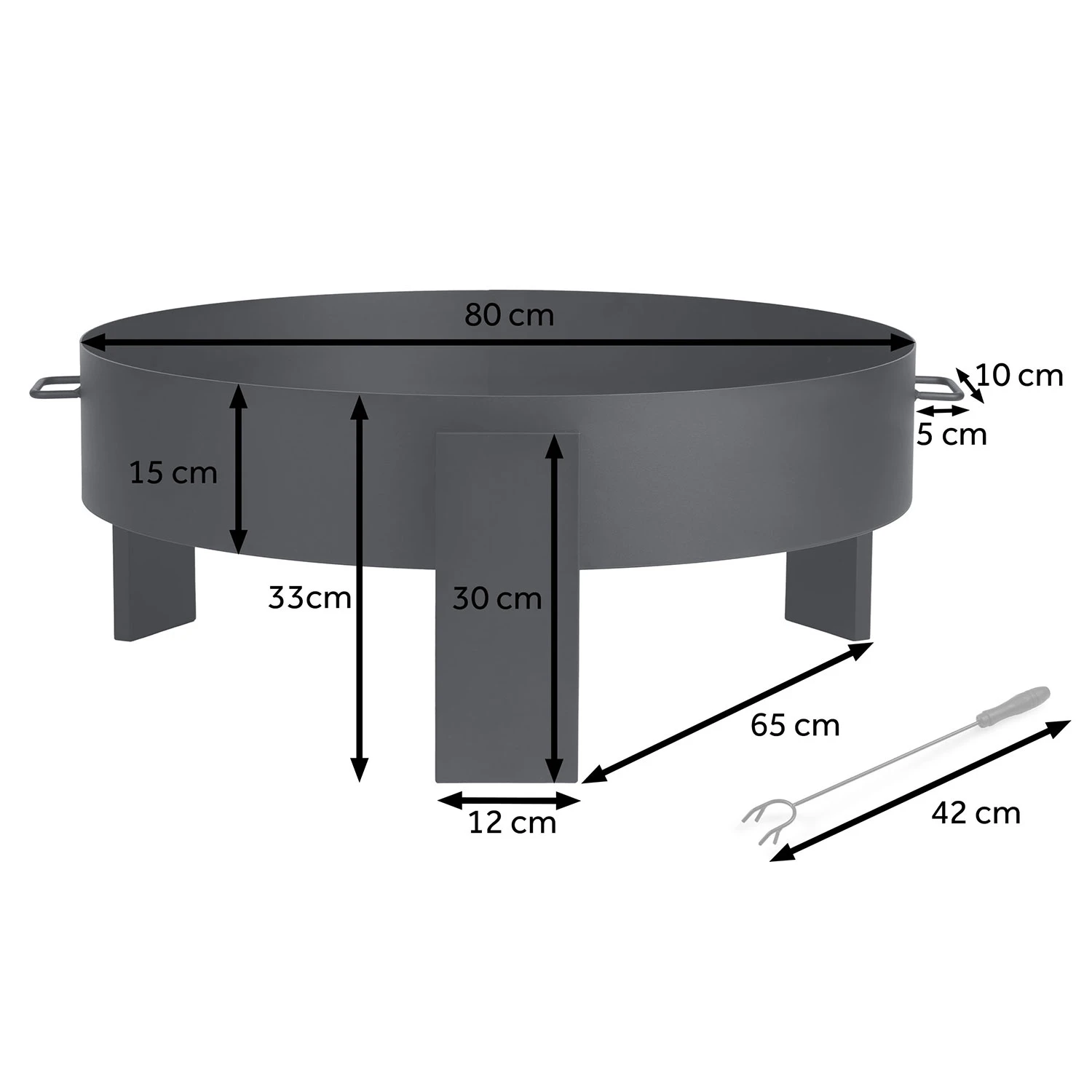 Berdsen BD-883 dārza ugunskura vieta, 80 cm, melna