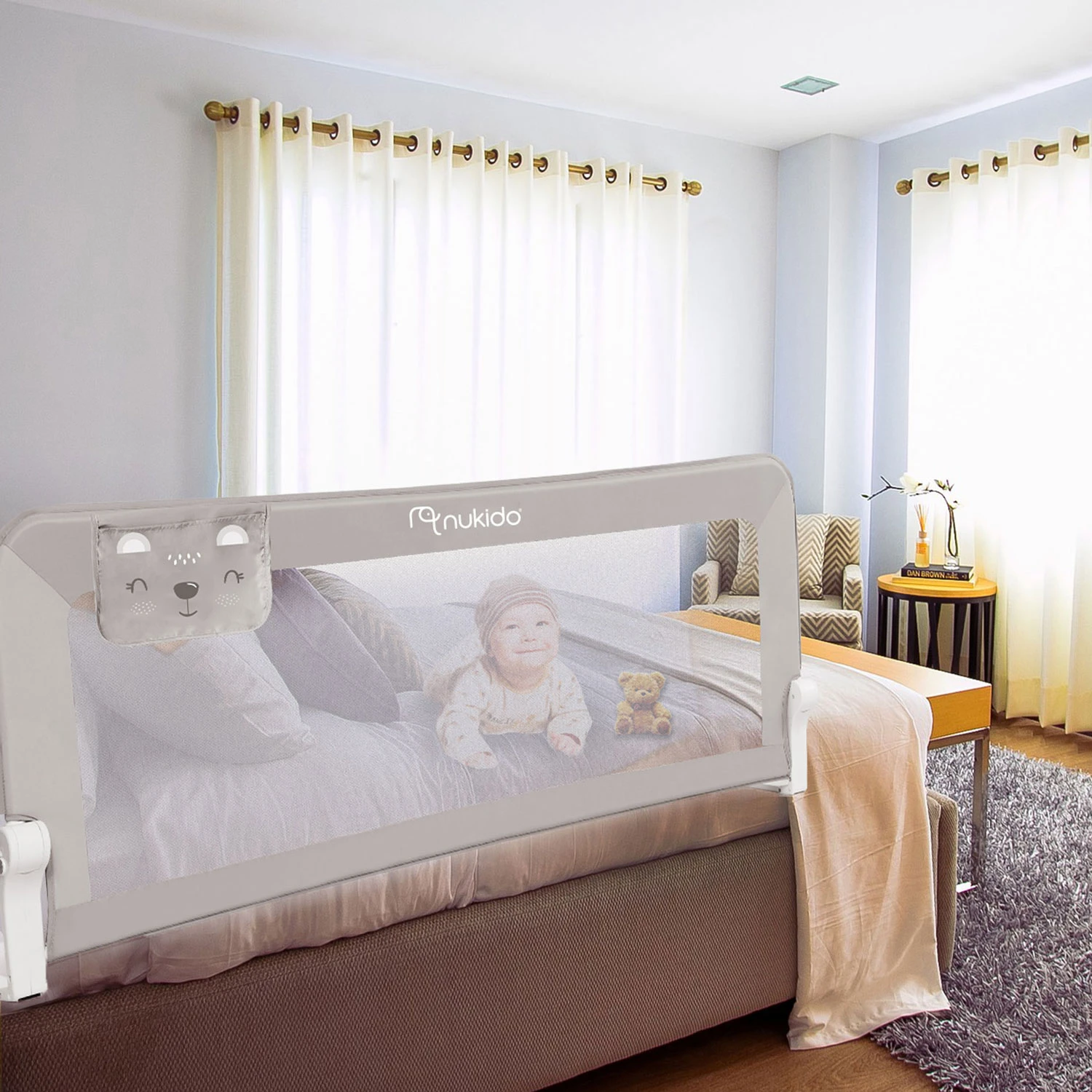 Nukido 722300 gultas aizsargbarjera 150x66x35 cm, pelēka