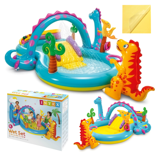 Intex 57135 Dinoland piepūšamais ūdens rotaļu laukums ar slidkalniņu un strūklaku
