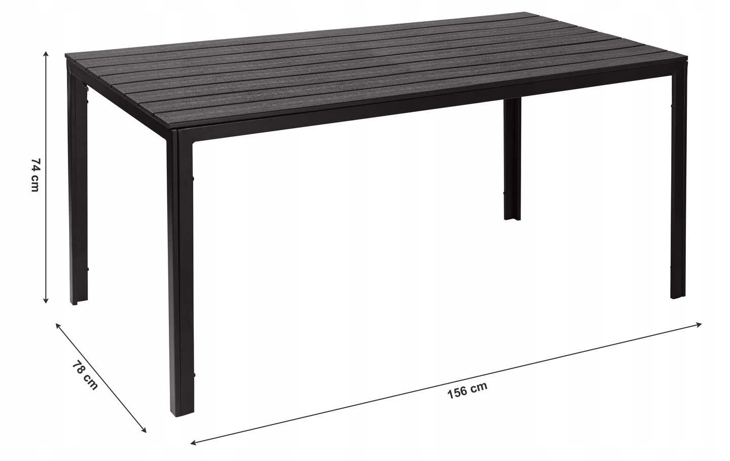 Dārza galds 6 personām Multigarden 156x78 cm, melns
