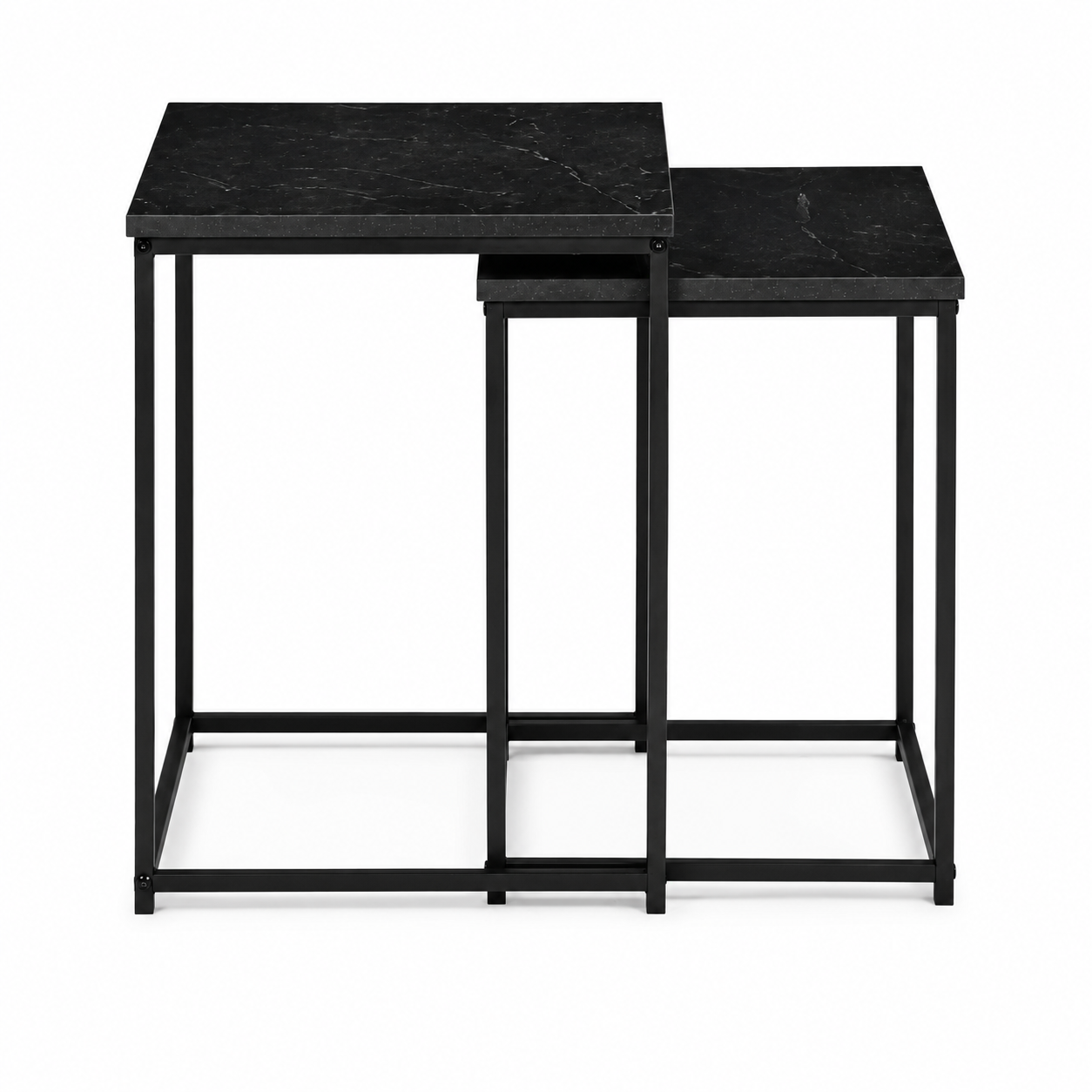 Kafijas galdiņu komplekts 2in1 ModernHome, melns marmora raksts
