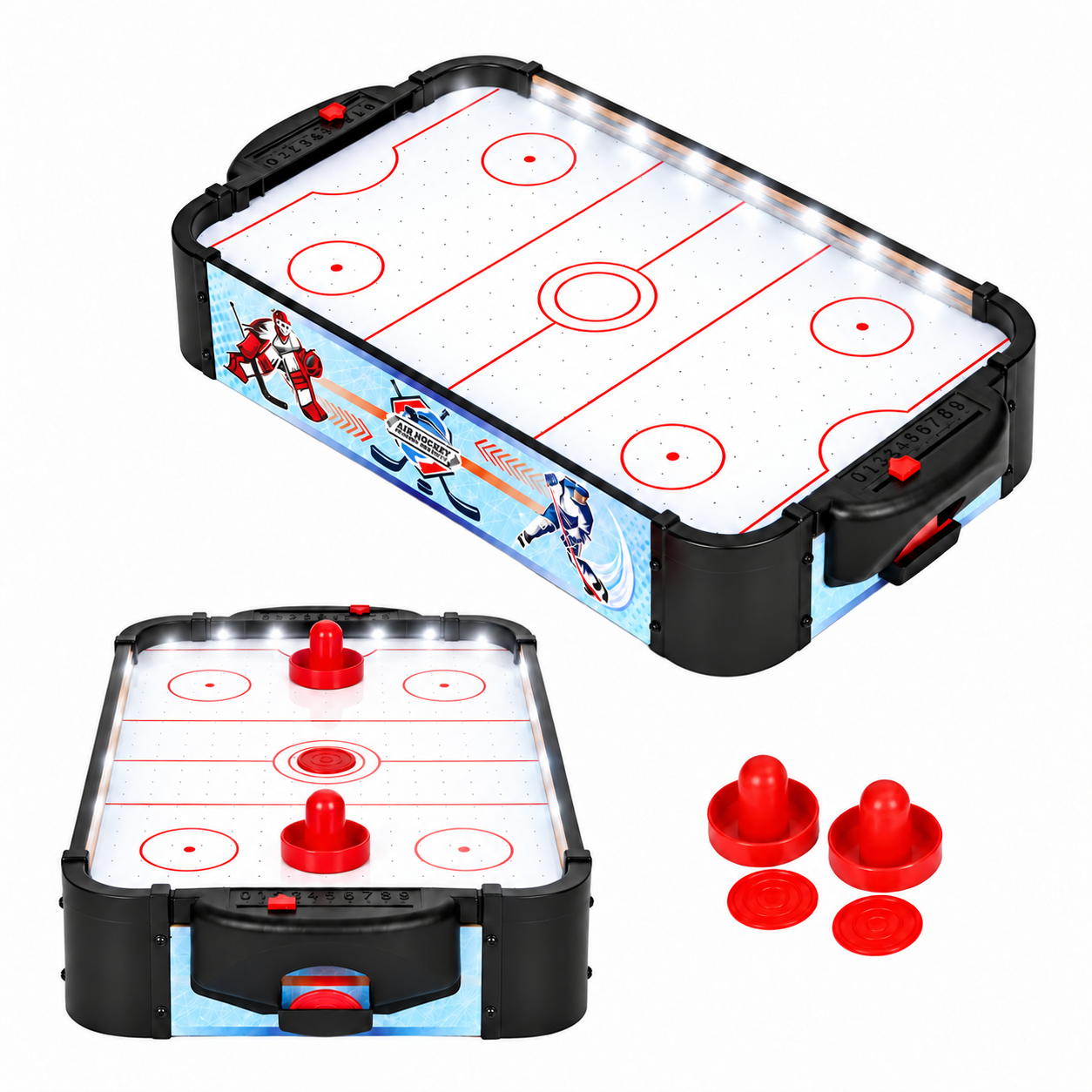 Gaisa hokeja spēles galds bērniem ECOTOYS 58 cm ar LED apgaismojumu