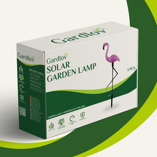 Gardlov saules enerģijas dārza lampas Flamingo, 3 gab.