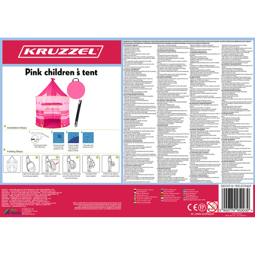 Kruzzel Bērnu rotaļu telts pils, rozā
