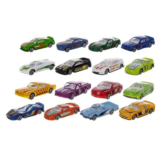 Kruzzel 20352 Metāla rotaļu automašīnu komplekts 1:64, 16 gab.