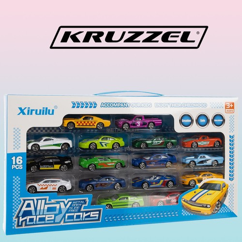 Kruzzel 20352 Metāla rotaļu automašīnu komplekts 1:64, 16 gab.