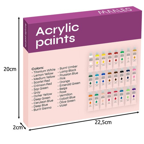 Akrila krāsas Maaleo 20363, 24 gab. x 12 ml