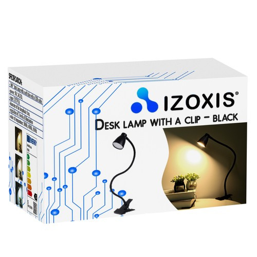 Izoxis 00019454 galda lampa ar klipsi un pamatni, melna