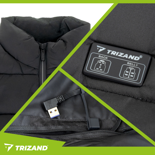 Apsildāmā veste Trizand 26542 ar USB, 11 sildīšanas zonas, XL