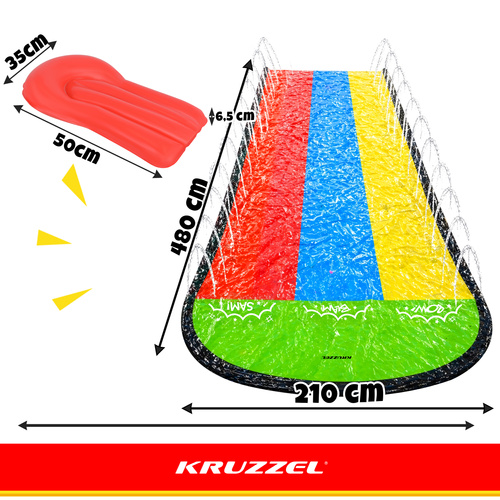 Kruzzel trīskāršais ūdens slidkalniņš ar strūklaku, 480 cm