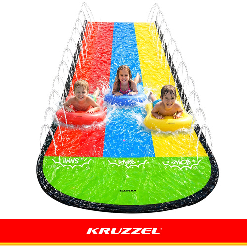 Kruzzel trīskāršais ūdens slidkalniņš ar strūklaku, 480 cm