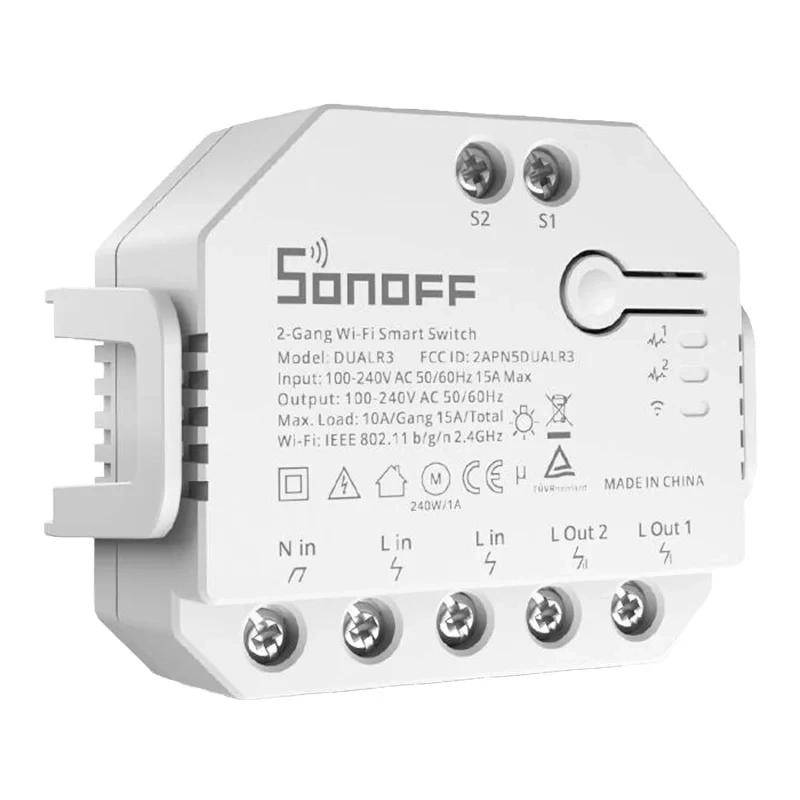 Sonoff 2 Kanālu Viedais Wi-Fi Slēdzis ar Jaudas Mērīšanu Dual R3