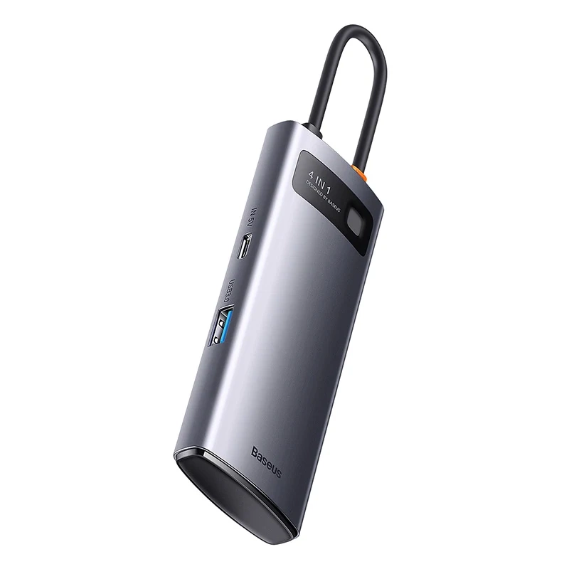 Baseus Metal Gleam Series 4-in-1 USB-C uz 4x USB 3.0 sadalītājs, WKWG070013, pelēks