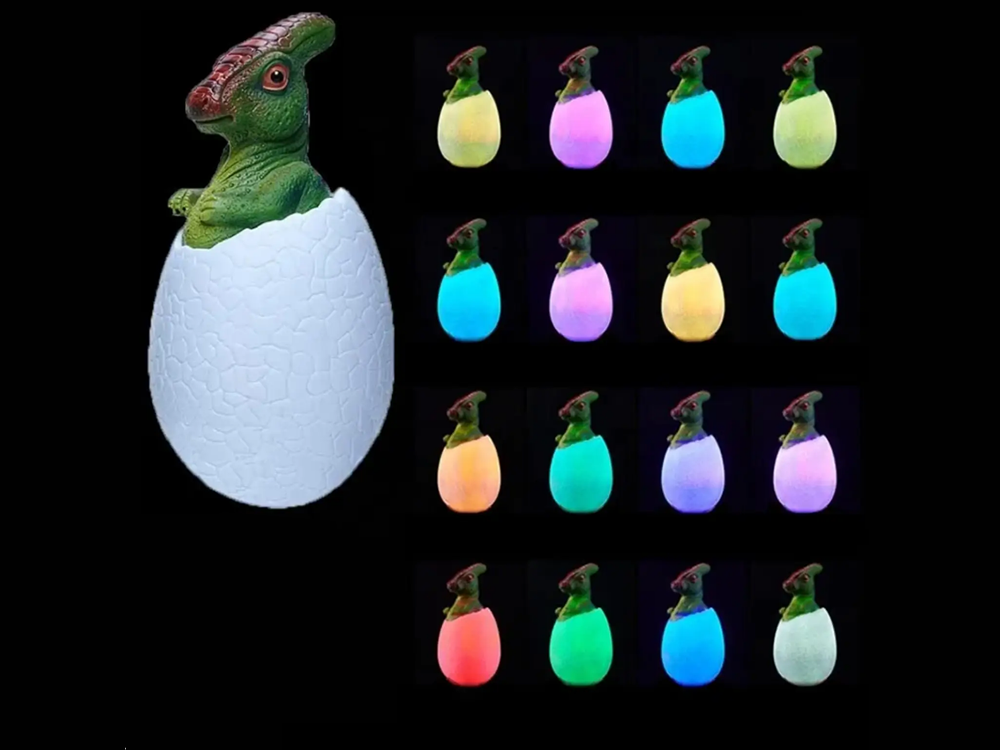Dinozaura olas formas RGB LED nakts lampiņa bērniem