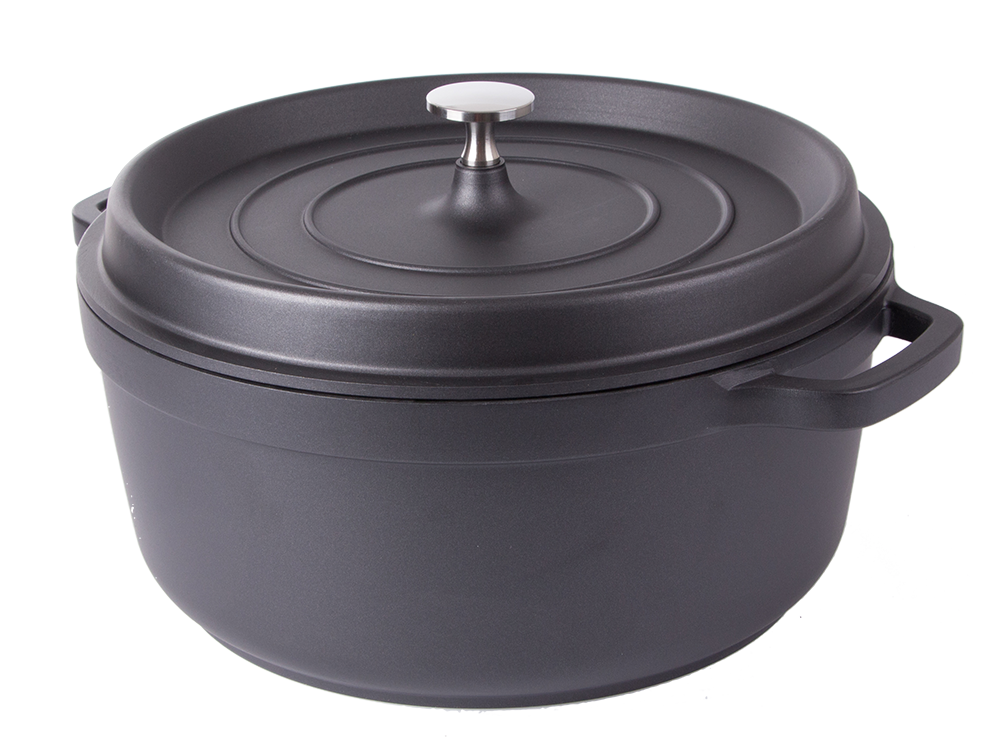 Sautējamais katls-cepešpanna ar vāku 7l, non-stick, indukcijai un gāzei, melns