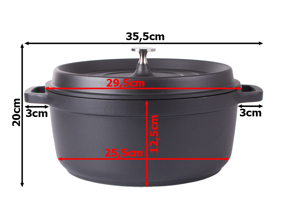 Sautējamais katls-cepešpanna ar vāku 7l, non-stick, indukcijai un gāzei, melns