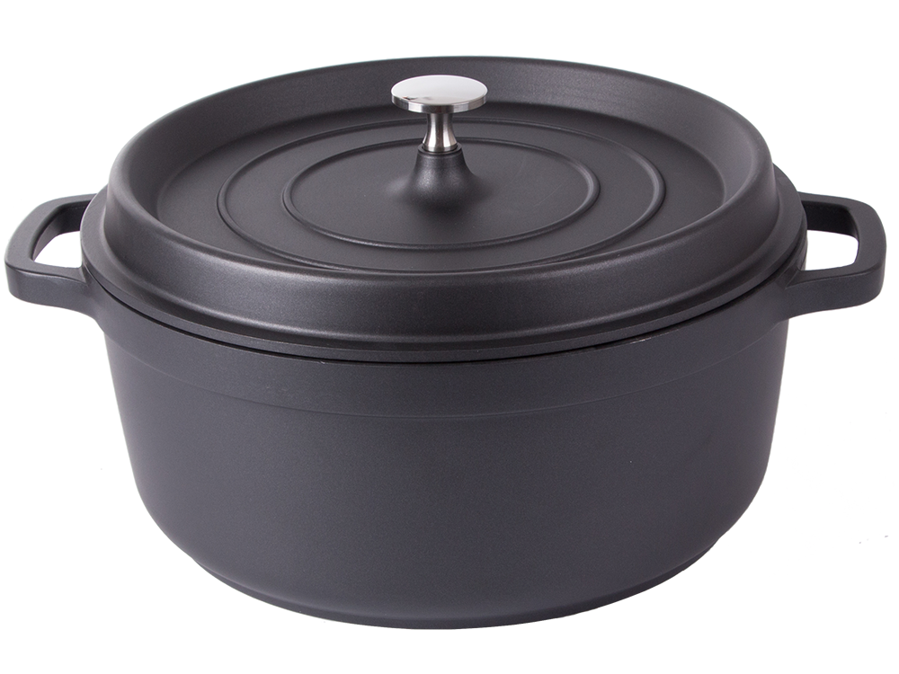 Sautējamais katls-cepešpanna ar vāku 7l, non-stick, indukcijai un gāzei, melns
