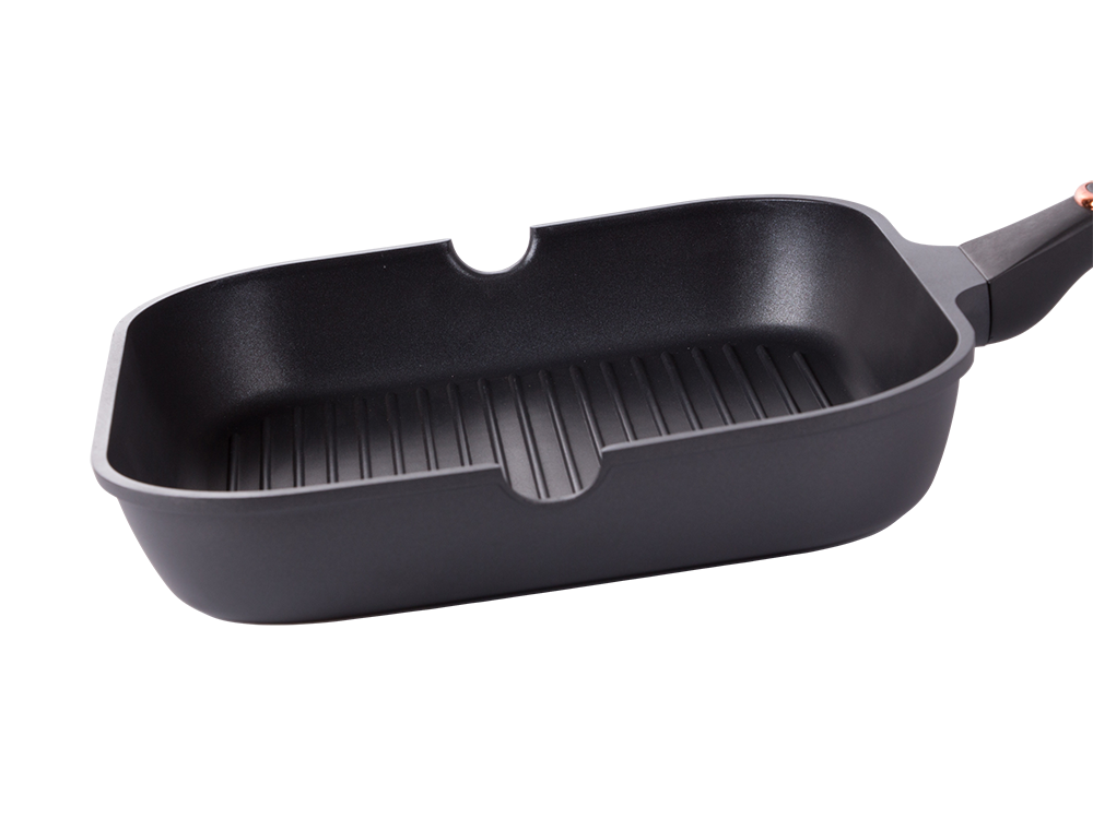 Grilpanna ar nepiedegošu pārklājumu, indukcijai un gāzei, 28cm, melna