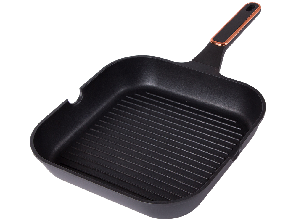 Grilpanna ar nepiedegošu pārklājumu, indukcijai un gāzei, 28cm, melna