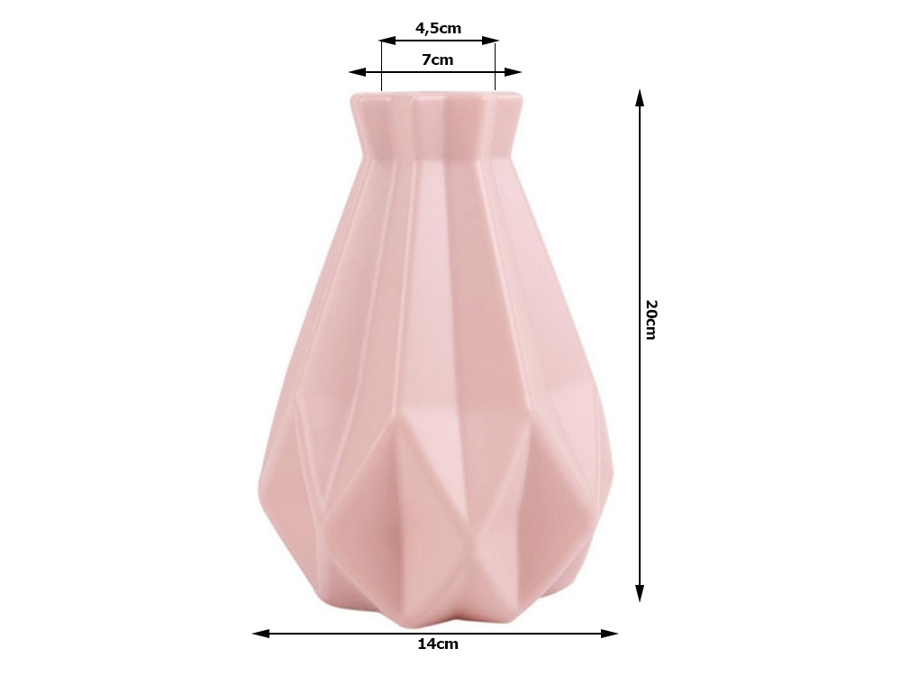 Neplīstoša plastmasas vāze ziediem, skandināvu stils, 20 cm