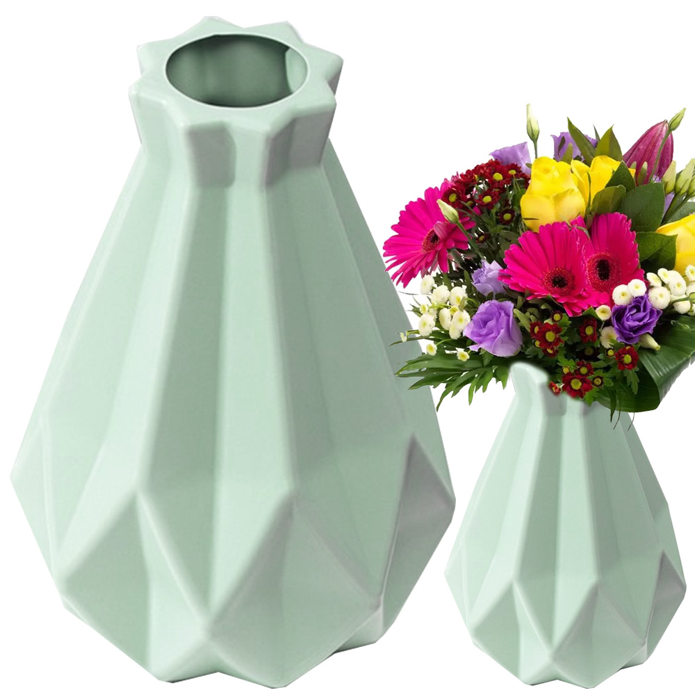 Neplīstoša plastmasas vāze ziediem, skandināvu stils, 20 cm