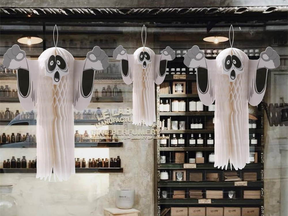 3D papīra spoks Halloween dekorācija, saliekams, balts