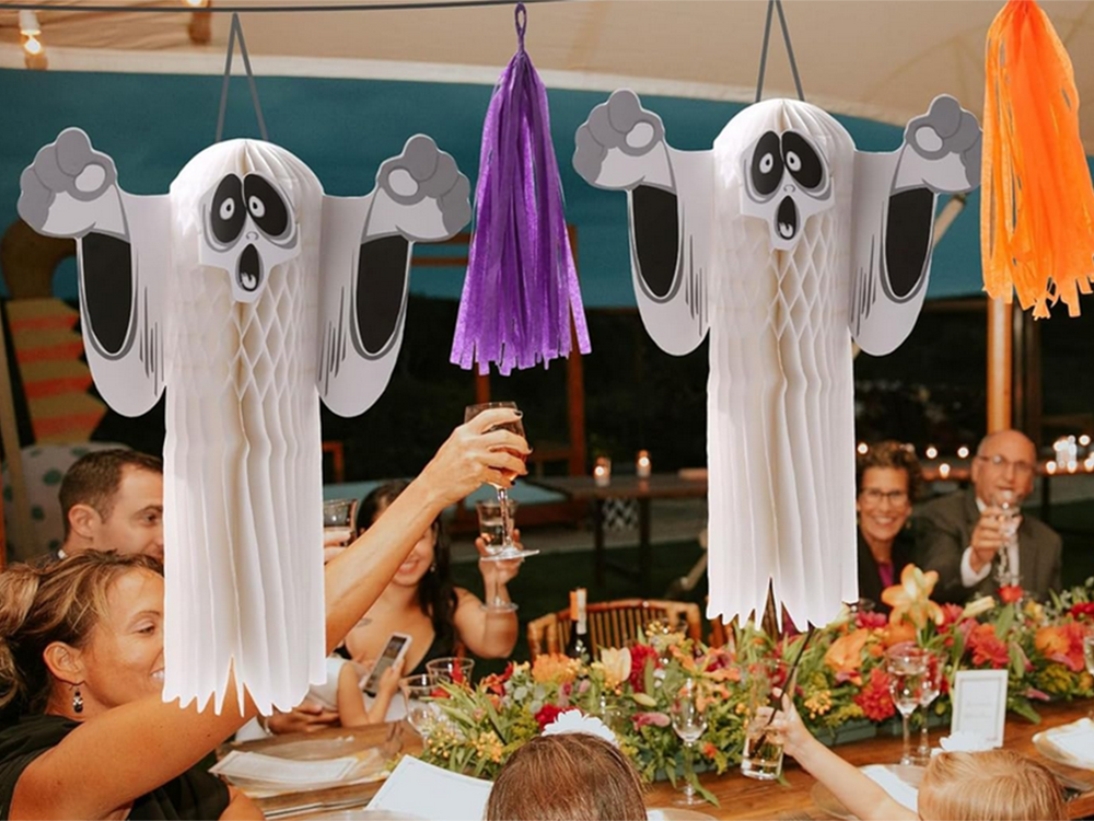 3D saliekams papīra spoks Halloween dekorācija, balts