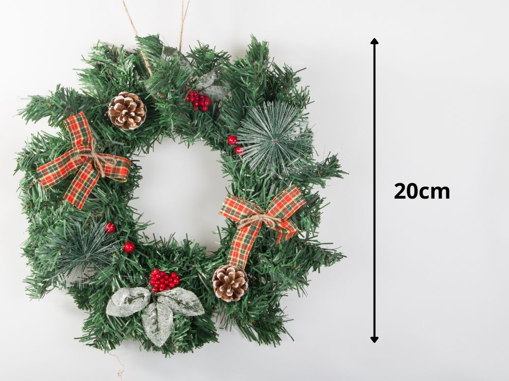 Ziemassvētku dekoratīvais vainags durvīm / sienai, 20 cm