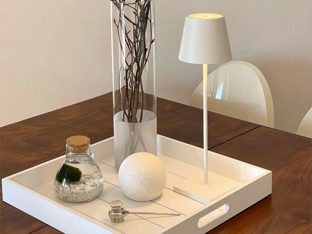 Bezvadu LED galda lampa, 3 gaismas toņi, USB-C, balta