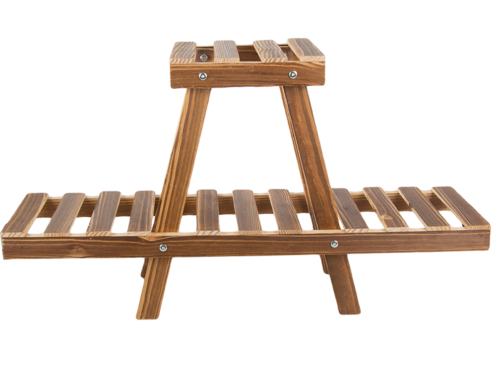 Divlīmeņu koka puķu statīvs, 44 cm, brūns