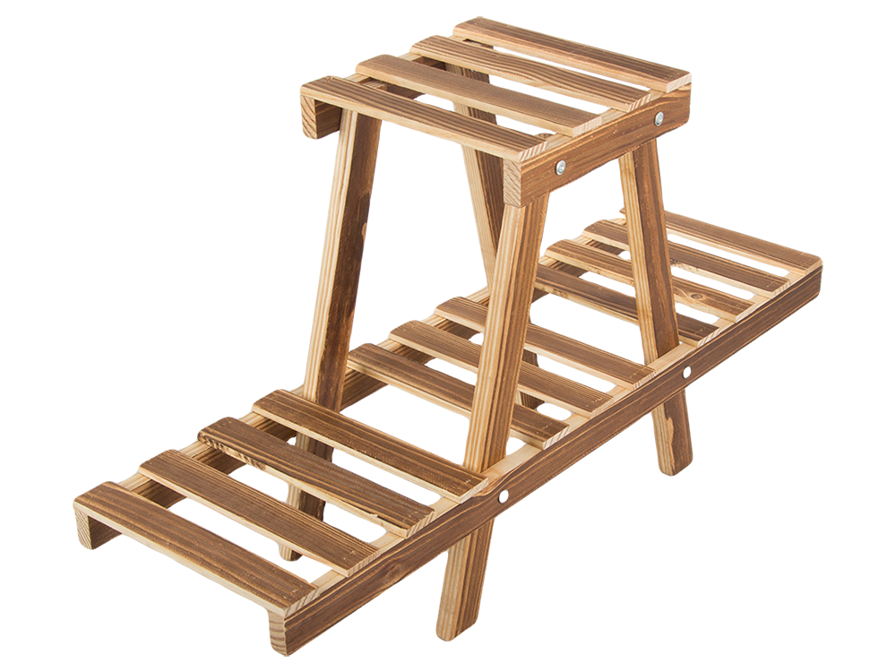Divlīmeņu koka puķu statīvs, 44 cm, brūns