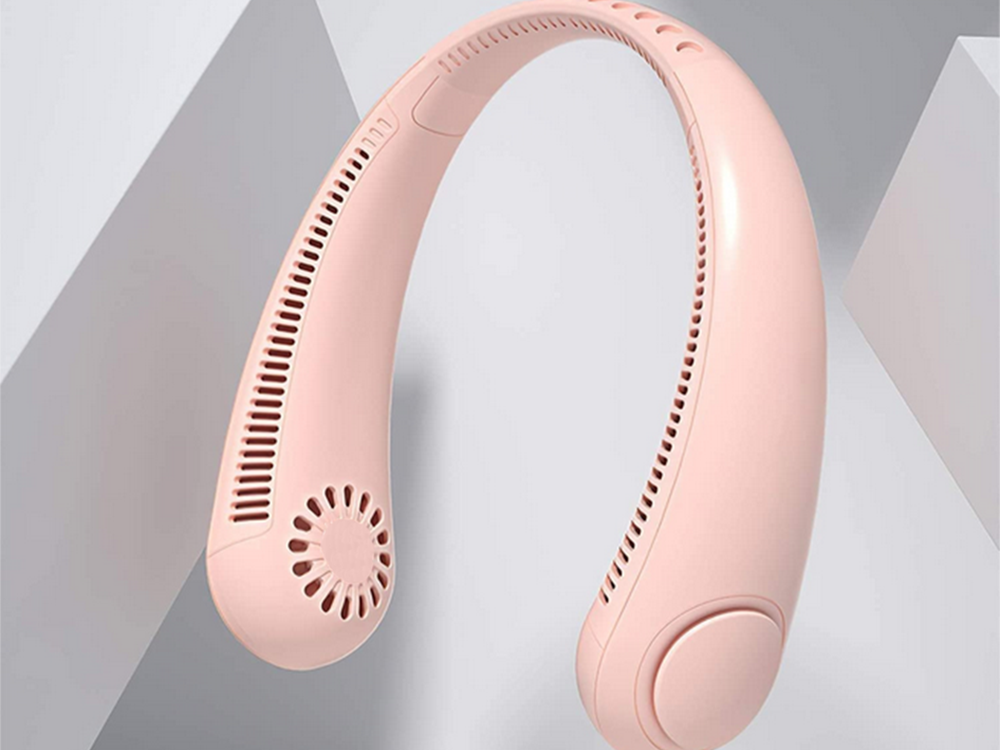 Pārnēsājams kakla ventilators, uzlādējams, 3 ātrumi, rozā