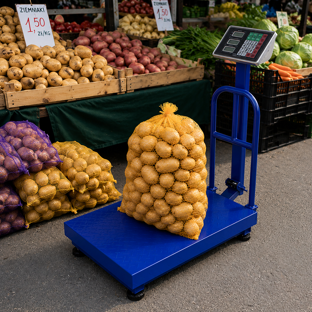 Elektroniskie platformas svari ar atzveltni, 100 kg, LCD, zili