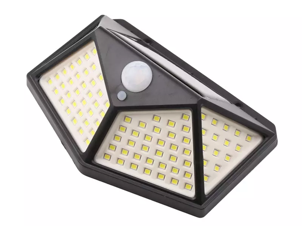 Saules bateriju lampa 100 LED ar kustības un krēslas sensoru