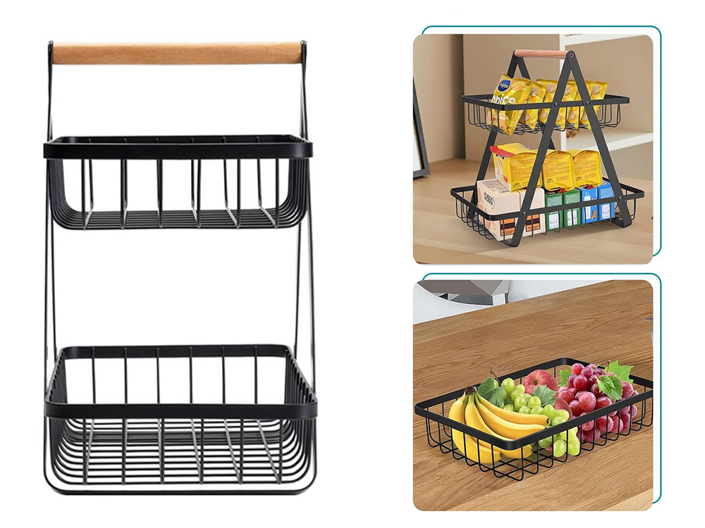 Virtuves Organaizers Plaukts Divu Līmeņu Augļu Grozs | Two-Level Fruit Basket