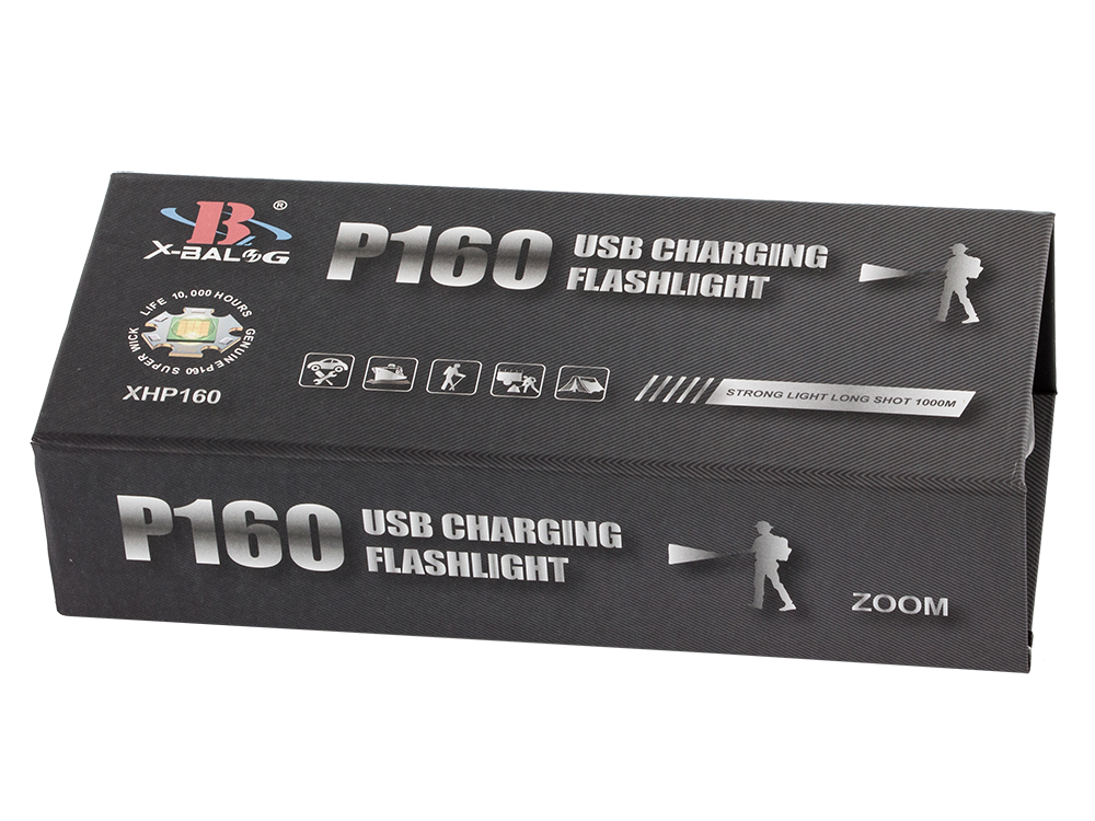 Bailong P717 taktiskais militārais lukturis ar CREE XHP160 LED, Power Bank