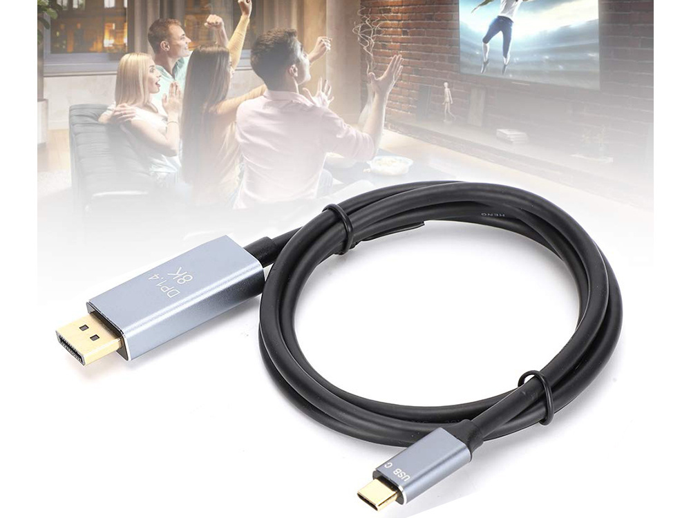 DisplayPort 1.4 uz USB-C kabelis, 8K/4K, 1.8m