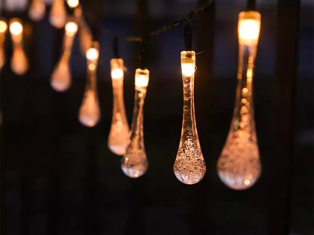 Saules LED virtene dārzam ar 20 ledoņām, silti balta